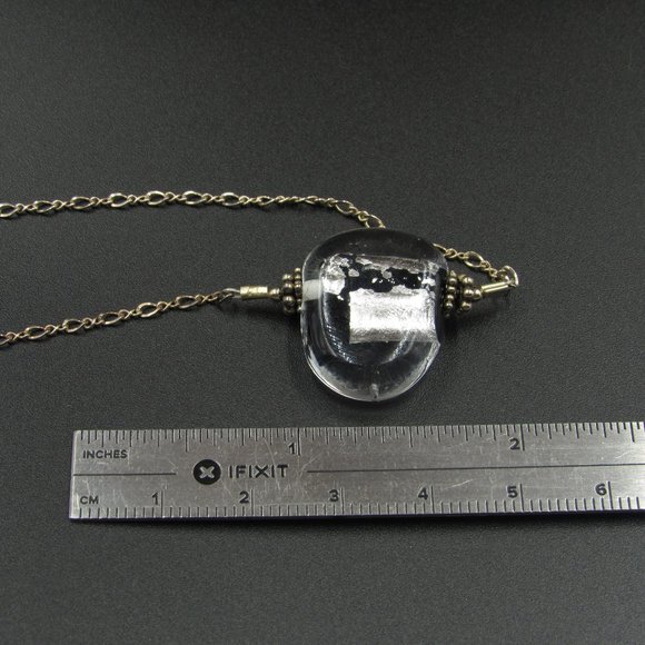 16" Sterling Silver Glass Orb Necklace Vintage - Picture 4 of 5
